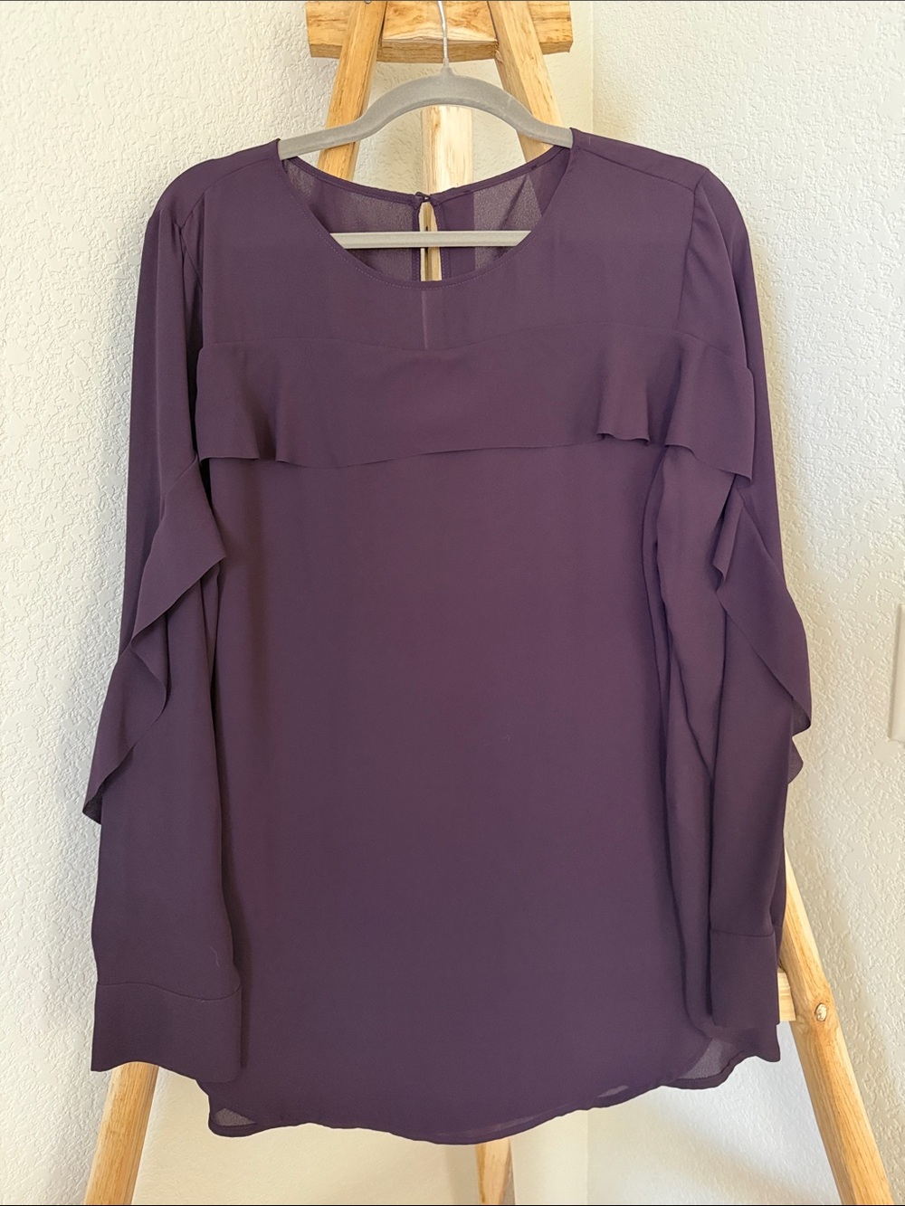 GAP Plum Long Sleeve Ruffle Detail Dress